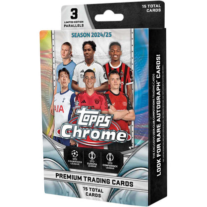 2024-25 TOPPS Chrome UEFA Club Competitions Soccer Cards Hanger doboz